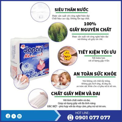 Ưu điểm khăn giấy vuông napkin JP500X-thegioigiayvn.com