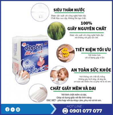 Ưu điểm khăn giấy vuông napkin JP500X-thegioigiayvn.com