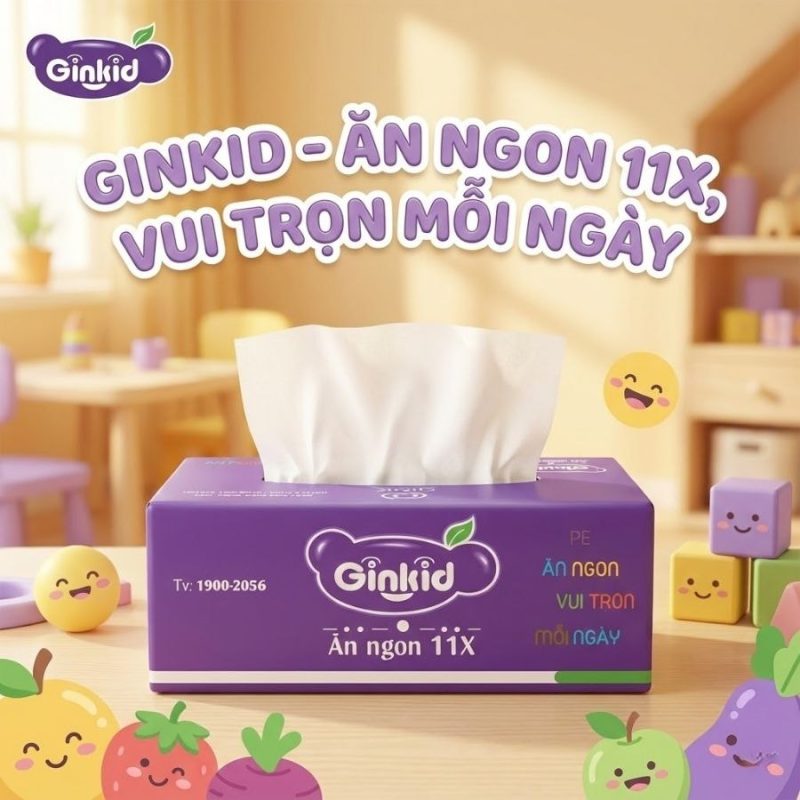 Gia công hộp khăn giấy in logo thương hiệu Ginkid