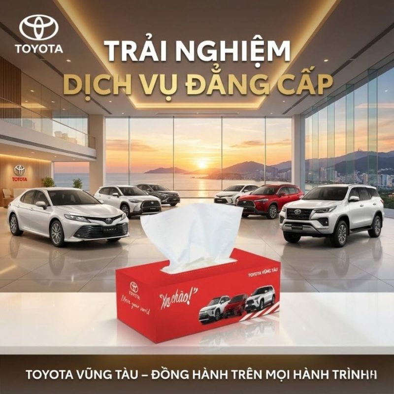 Hộp khăn giấy in logo thương hiệu xe Toyota