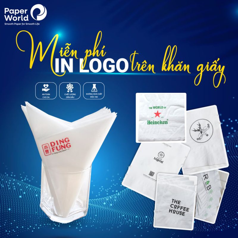 In logo miễn phí trên khăn giấy cho khách hàng