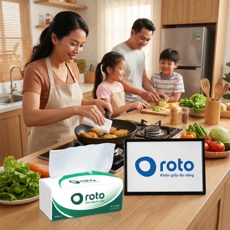 Khăn giấy lau tay gia đình dùng trong nhà bếp