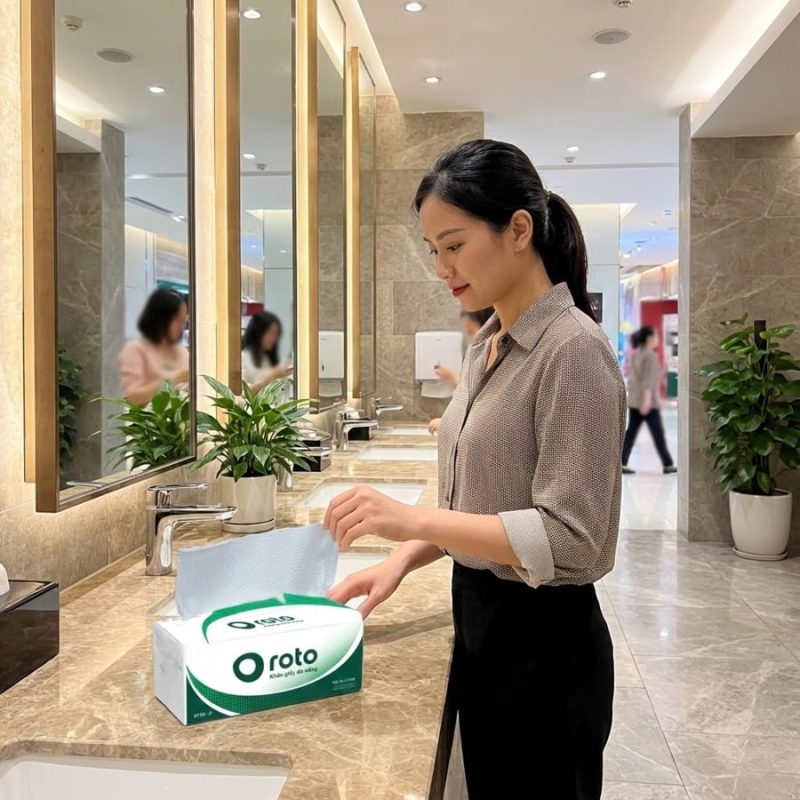 Khăn giấy lau tay thân thiện môi trường dùng trong trung tâm thương mại