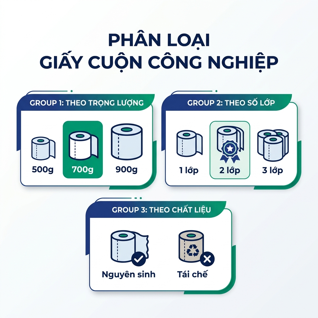 Infographic phân loại giấy cuộn công nghiệp