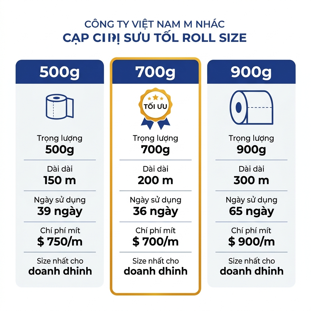 So sánh giấy vệ sinh công nghiệp 500g 700g 900g